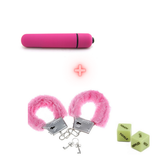 Set Bondage con Mini Vibrador y Esposas de Peluche – Descubre Nuevas Formas de Placer